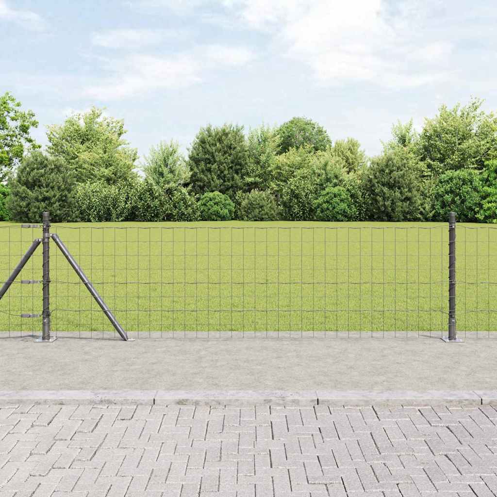 Ograda s postovima Siva 0,6 x 10 m Čelik i PVC