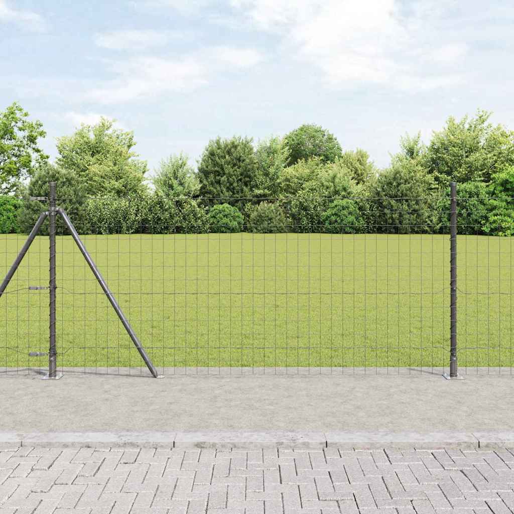 Ograda s postovima Siva 0,8 x 25 m Čelik