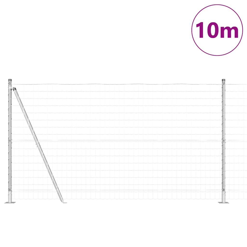 Ograda s postovima Srebrno 1,2 x 10 m Čelik