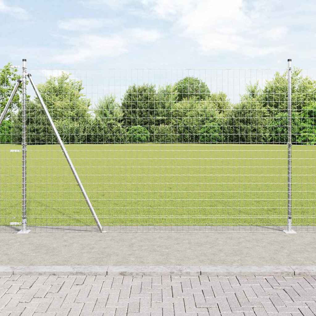 Ograda s postovima Srebrno 1,4 x 10 m Čelik