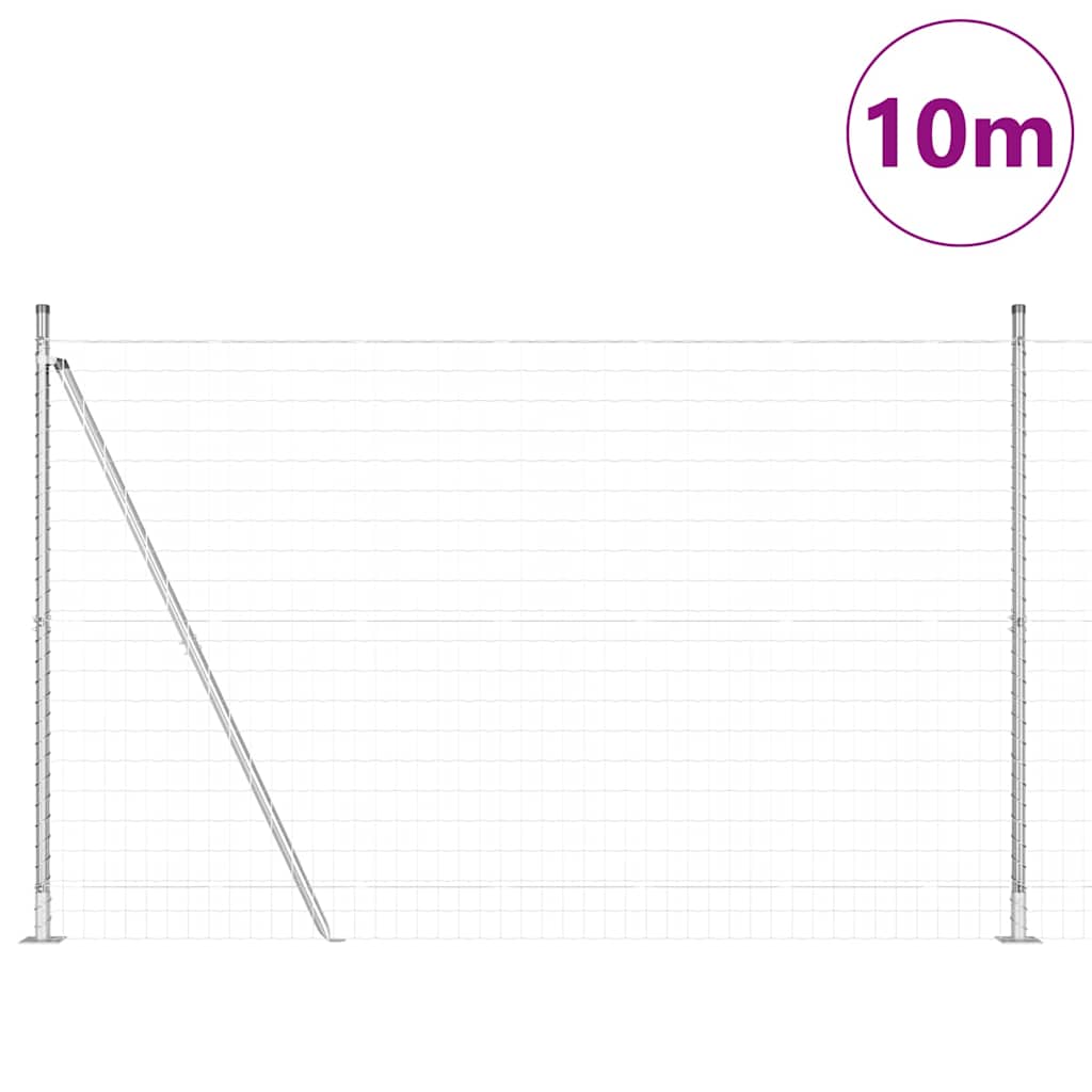 Ograda s postovima Srebrno 1,6 x 10 m Čelik