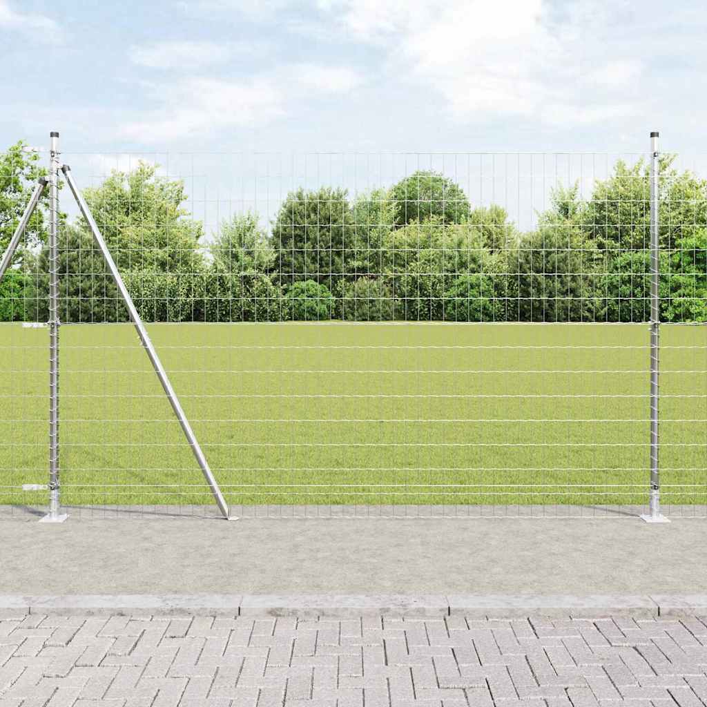 Ograda s postovima Srebrno 1,6 x 10 m Čelik