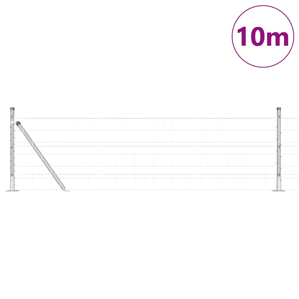 Ograda s postovima Srebrno 0,4 x 10 m Čelik