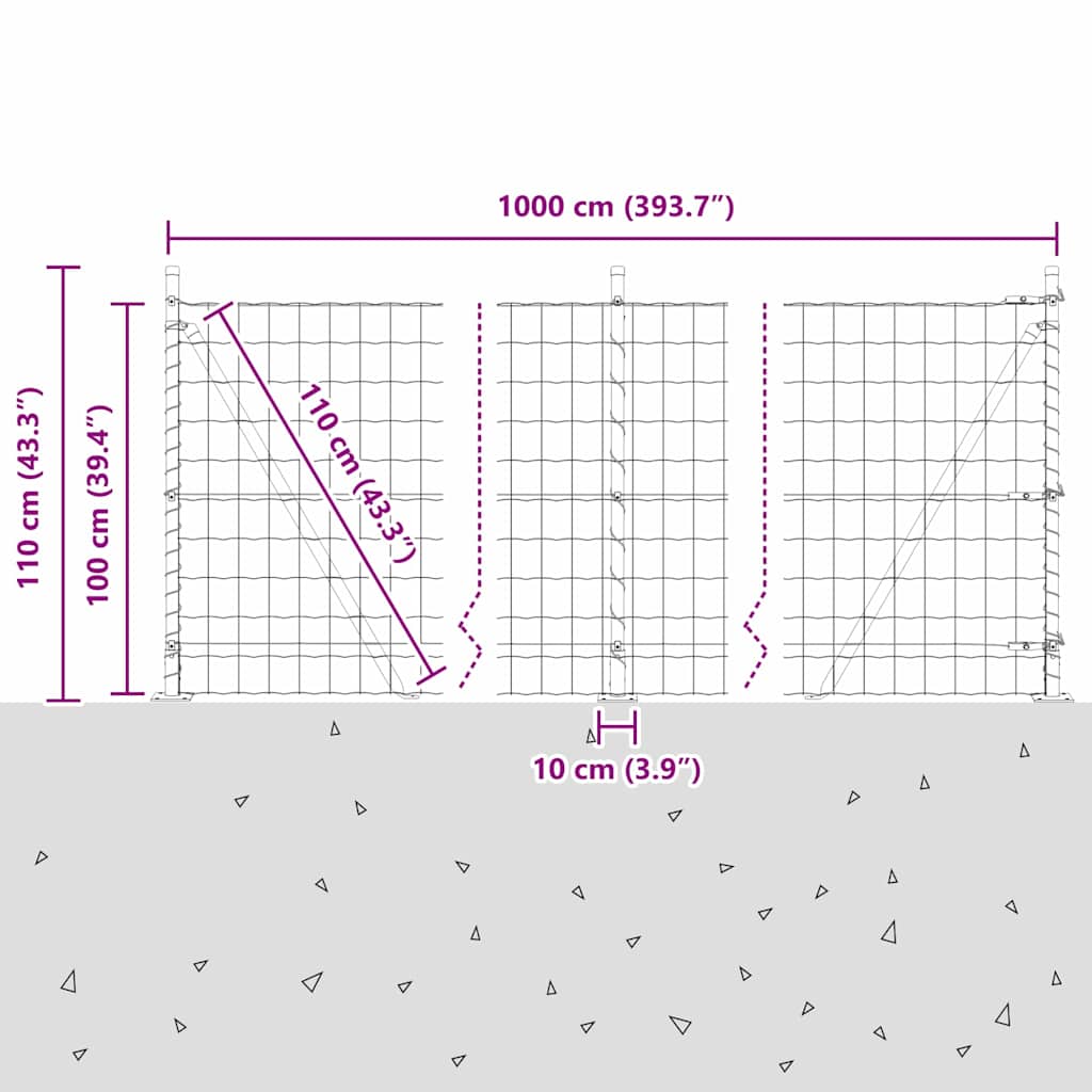 Ograda s postovima Srebrno 1 x 10 m Čelik