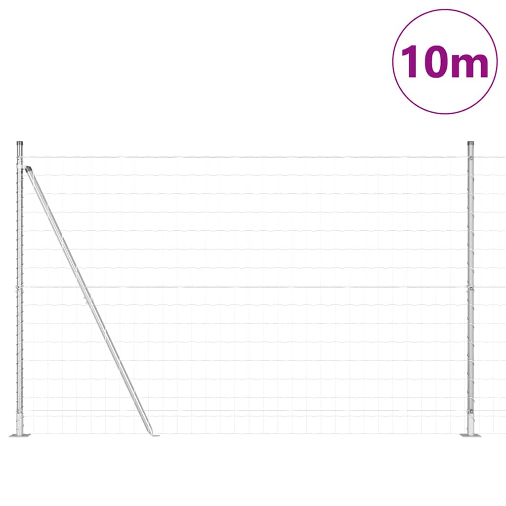 Ograda s postovima Srebrno 1,4 x 10 m Čelik