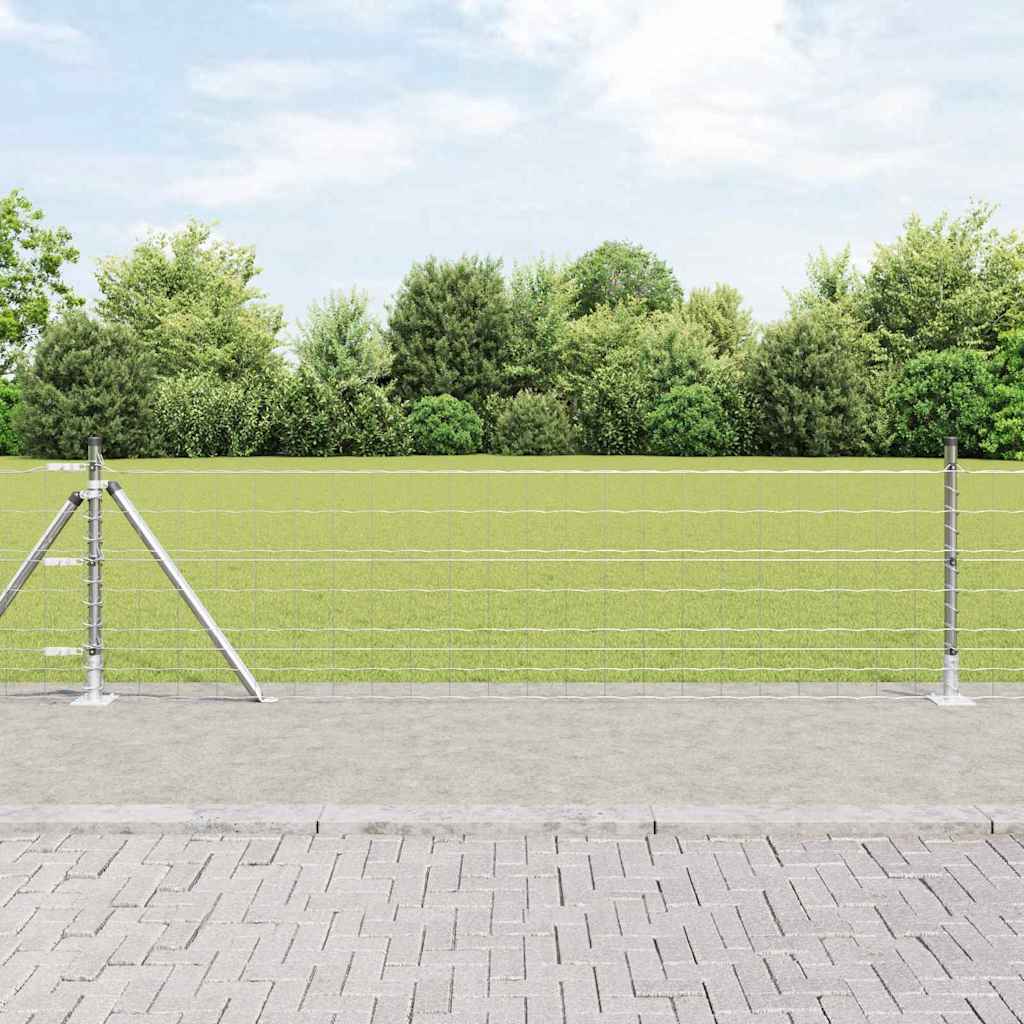 Ograda s postovima Srebrno 0,6 x 10 m Čelik