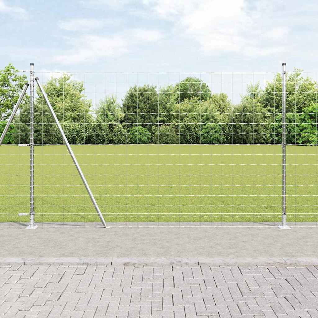 Ograda s postovima Srebrno 1,6 x 10 m Čelik