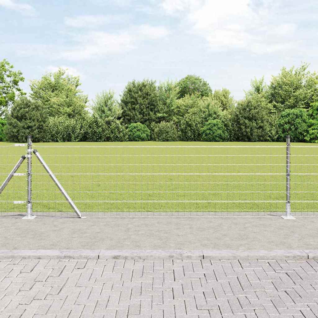 Ograda s postovima Srebrno 0,4 x 25 m Čelik