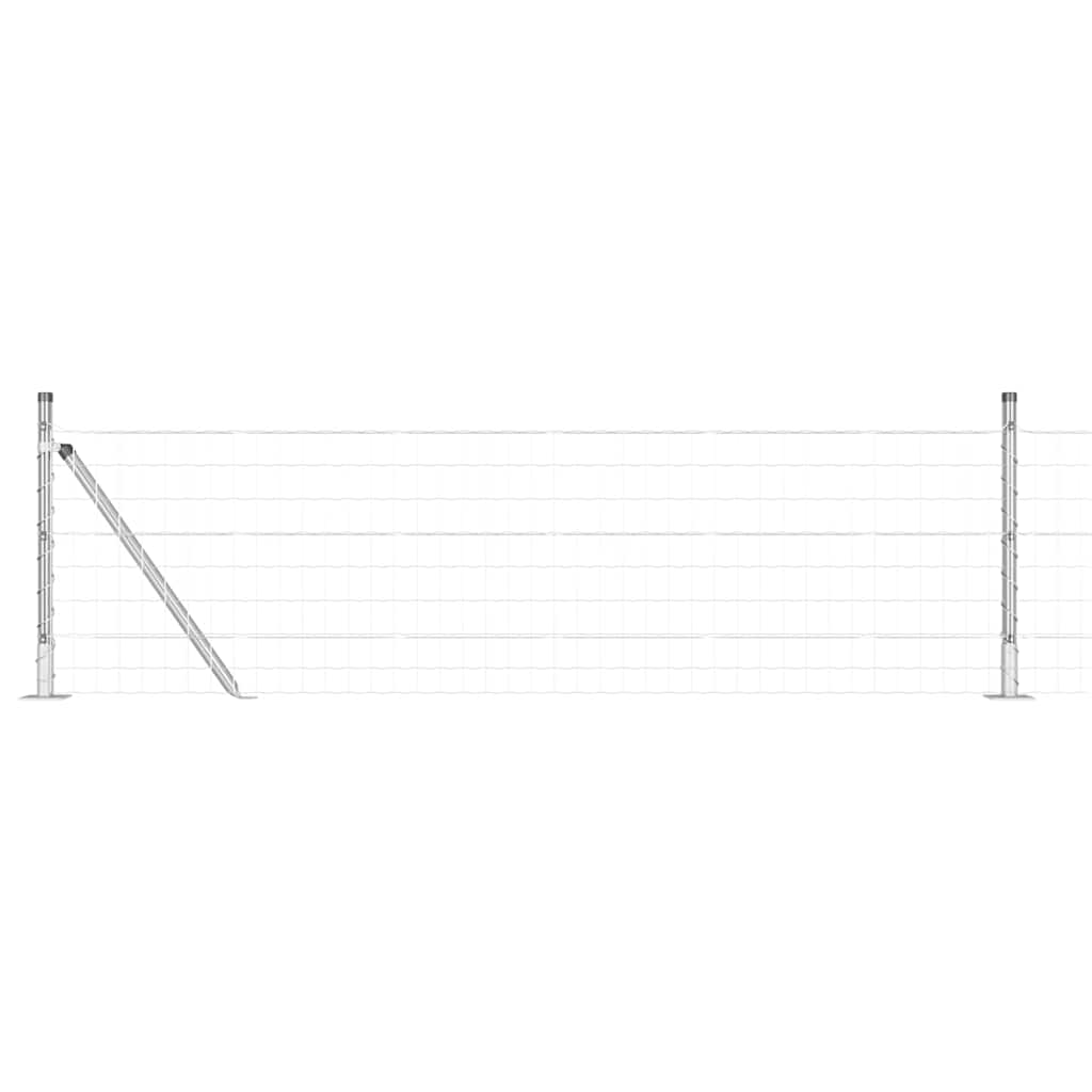 Ograda s postovima Srebrno 0,6 x 25 m Čelik
