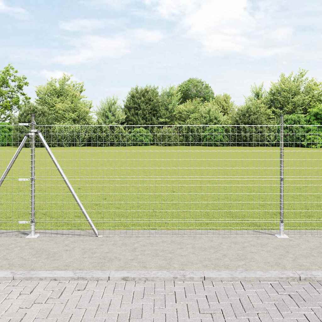 Ograda s postovima Srebrno 0,8 x 25 m Čelik
