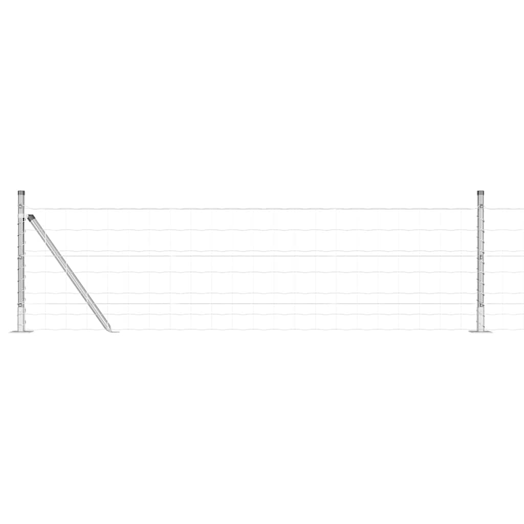 Ograda s postovima Srebrno 0,4 x 25 m Čelik