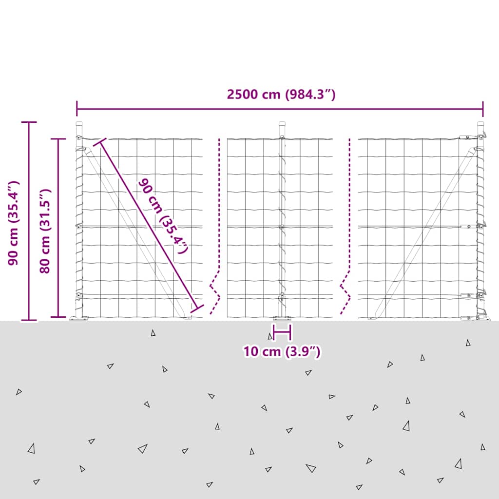 Ograda s postovima Srebrno 0,8 x 25 m Čelik