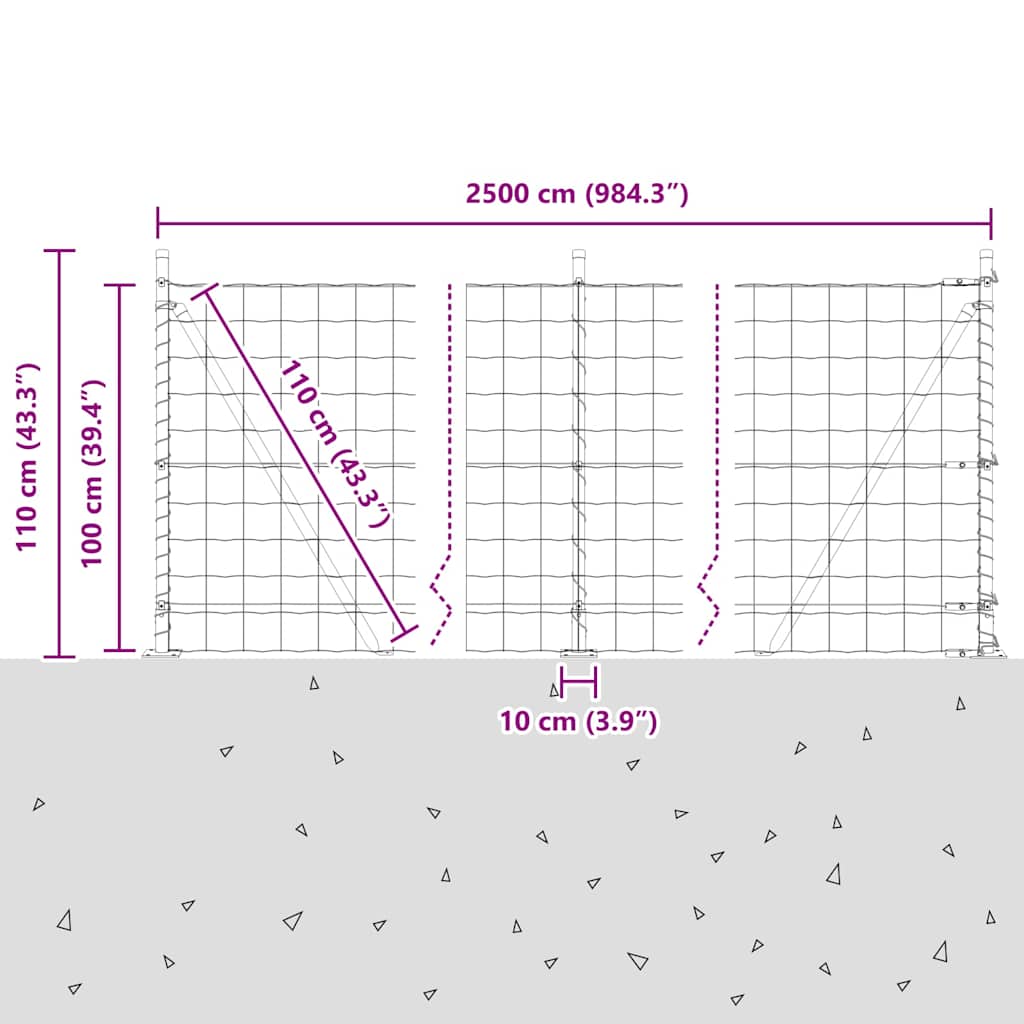 Ograda s postovima Srebrno 1 x 25 m Čelik