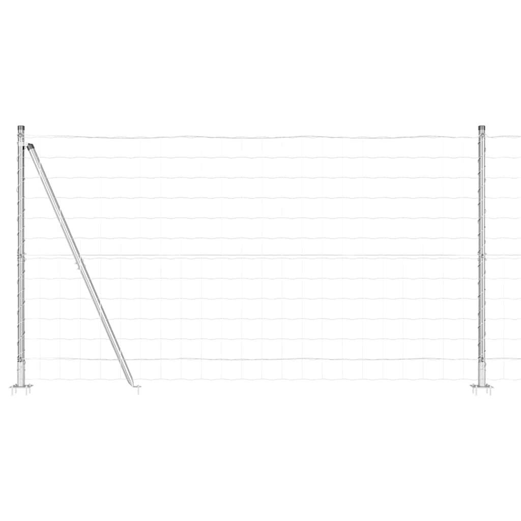 Ograda s postovima Srebrno 1,2 x 25 m Čelik