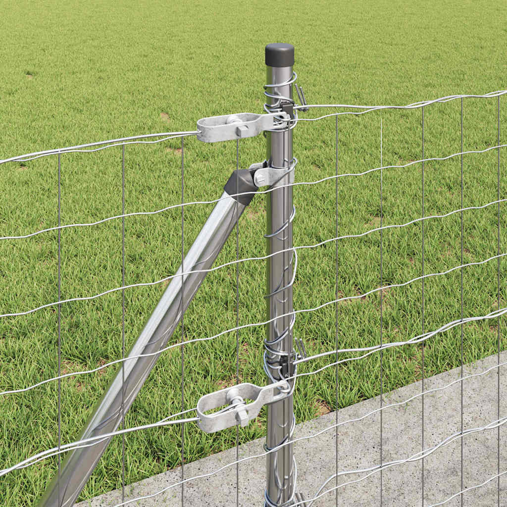 Ograda s postovima Srebrno 0,6 x 25 m Čelik
