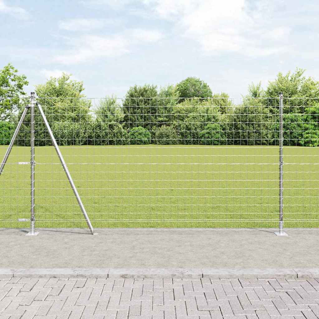 Ograda s postovima Srebrno 1,2 x 25 m Čelik