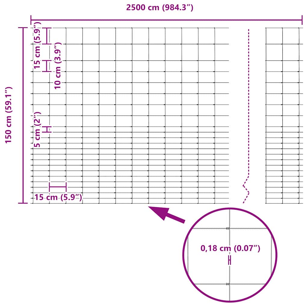 Temeljna zavarena žičana ograda 25 x 1,6 m (Š x V)