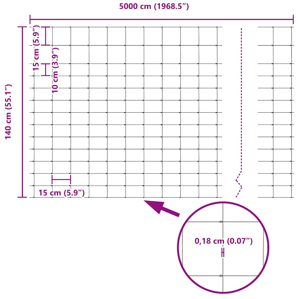 Temeljna zavarena žičana ograda 50 x 1,4 m (Š x V)