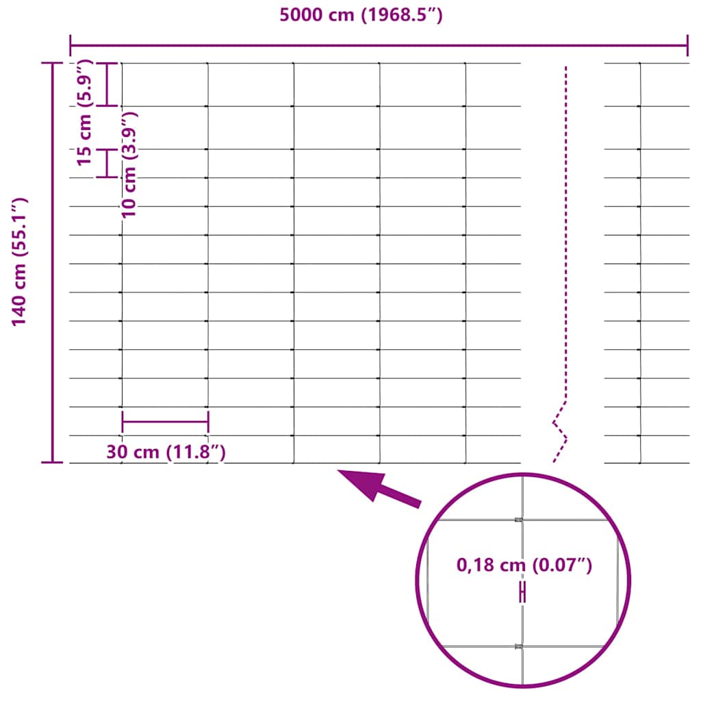 Temeljna zavarena žičana ograda 50 x 1,4 m (Š x V)