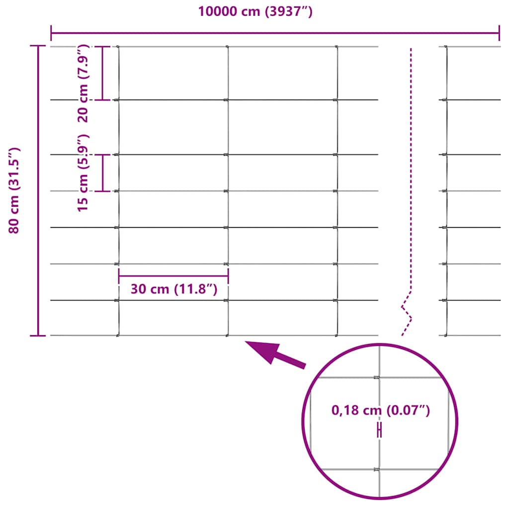 Temeljna zavarena žičana ograda 100 x 0,8 m (Š x V)