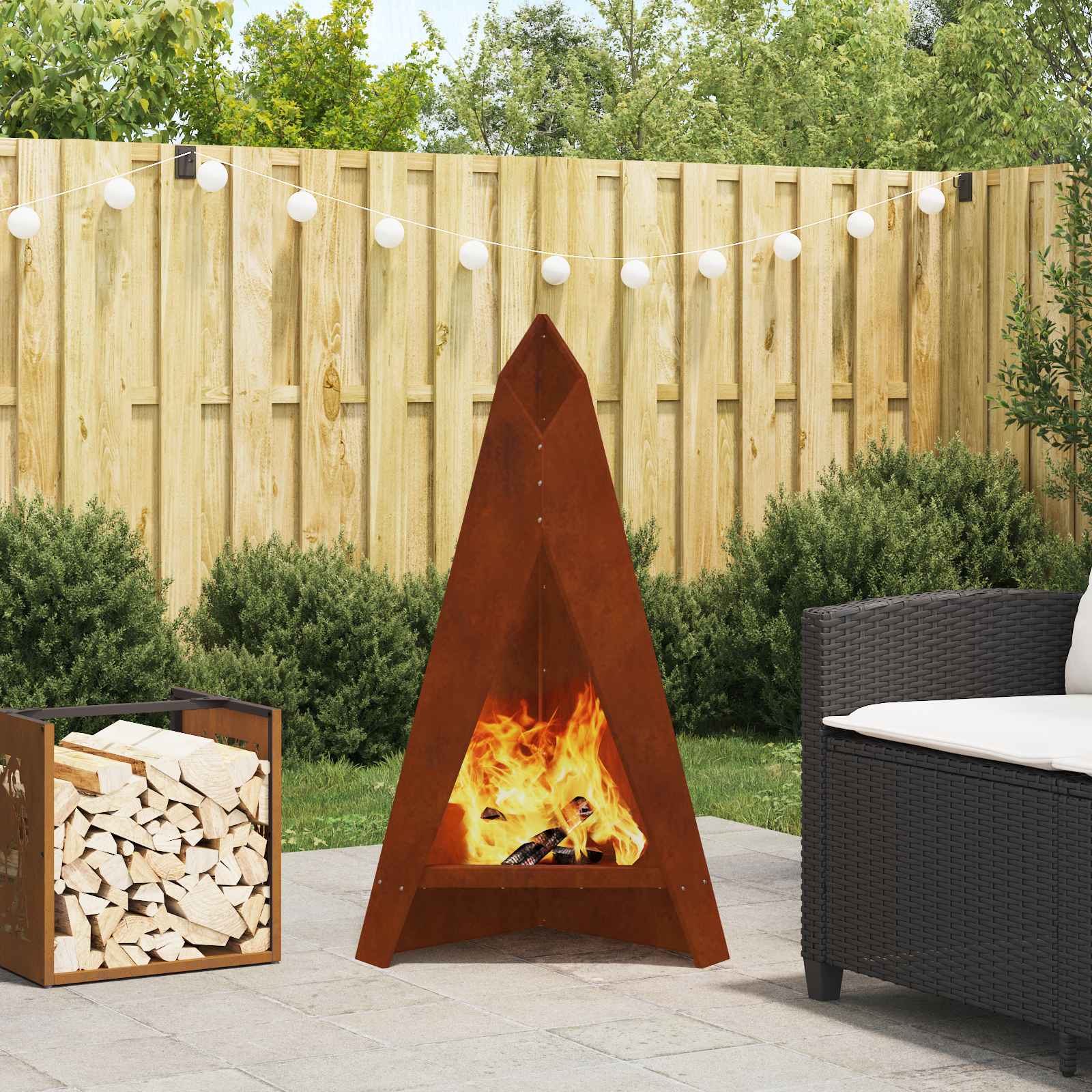 Kamin Smeđa 58 x 40 x 100 cm Čelik otporan na vremenske uvjete
