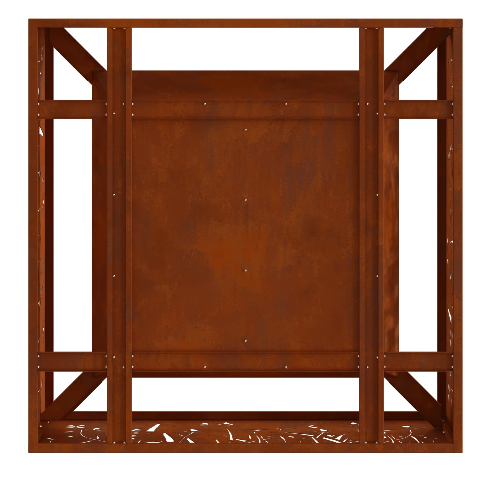 Kamin Smeđa 80 x 80 x 30 cm Čelik otporan na vremenske uvjete