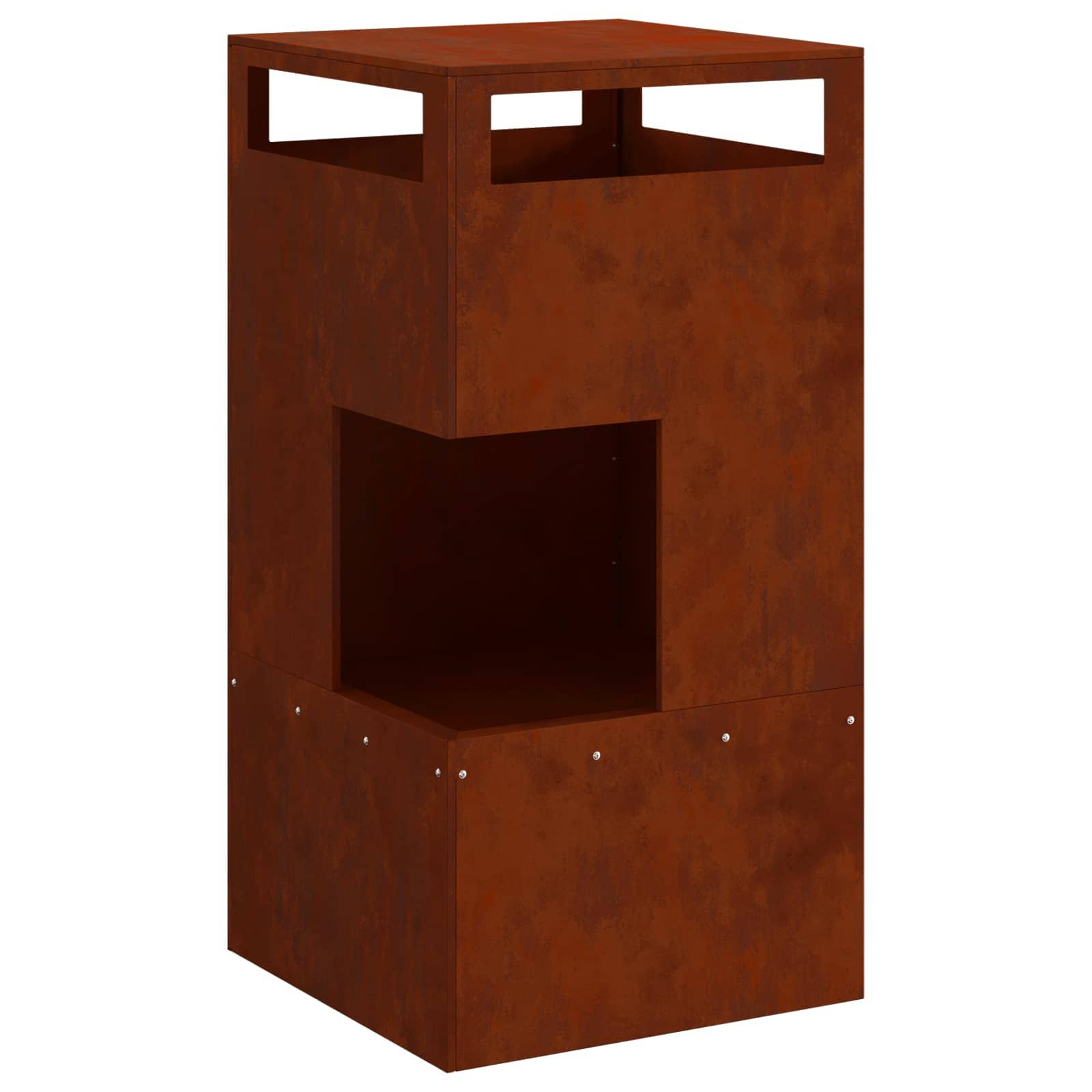 Kamin Smeđa 50 x 50 x 100 cm Čelik otporan na vremenske uvjete