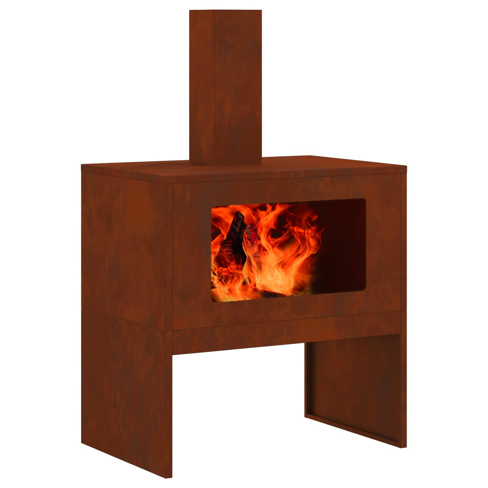 Kamin Smeđa 60 x 40 x 96 cm Čelik otporan na vremenske uvjete