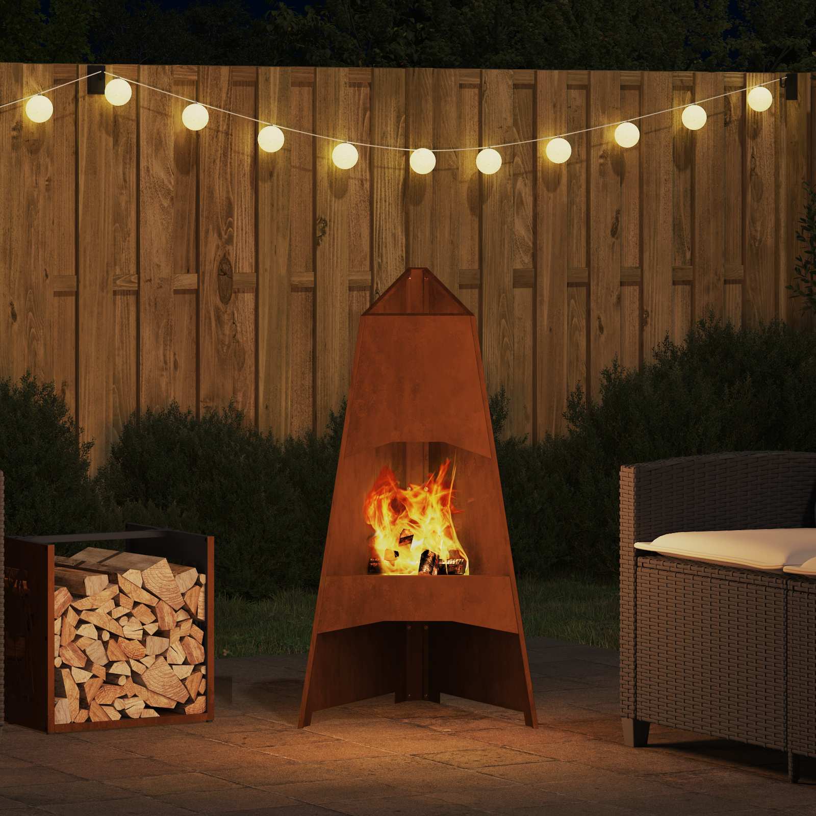 Kamin Smeđa 50 x 50 x 95 cm Čelik otporan na vremenske uvjete