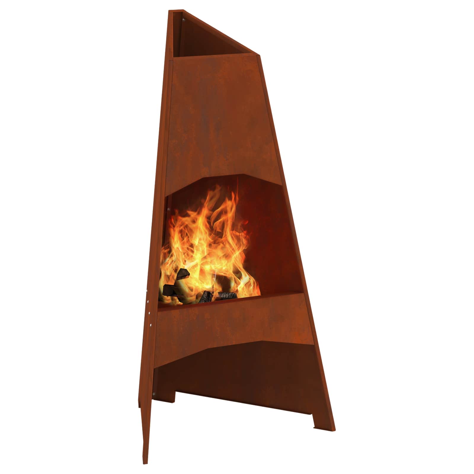 Kamin Smeđa 50 x 50 x 95 cm Čelik otporan na vremenske uvjete