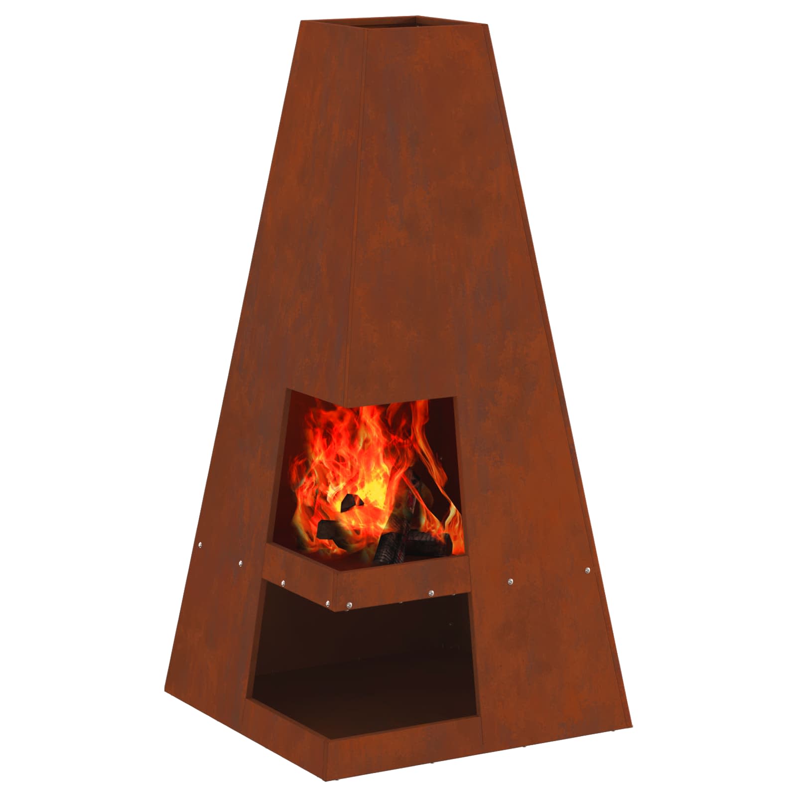 Kamin Smeđa 50 x 50 x 100 cm Čelik otporan na vremenske uvjete