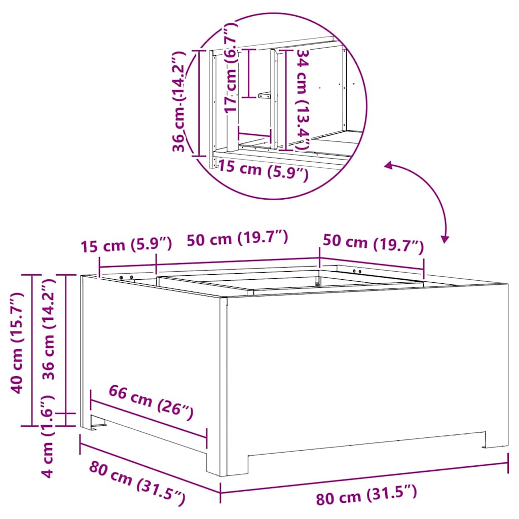 Kamin Crna 80 x 80 x 40 cm Čelik