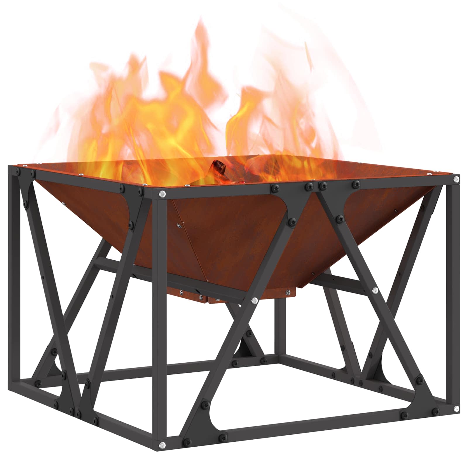Kamin Smeđa 50 x 50 x 35 cm Čelik otporan na vremenske uvjete