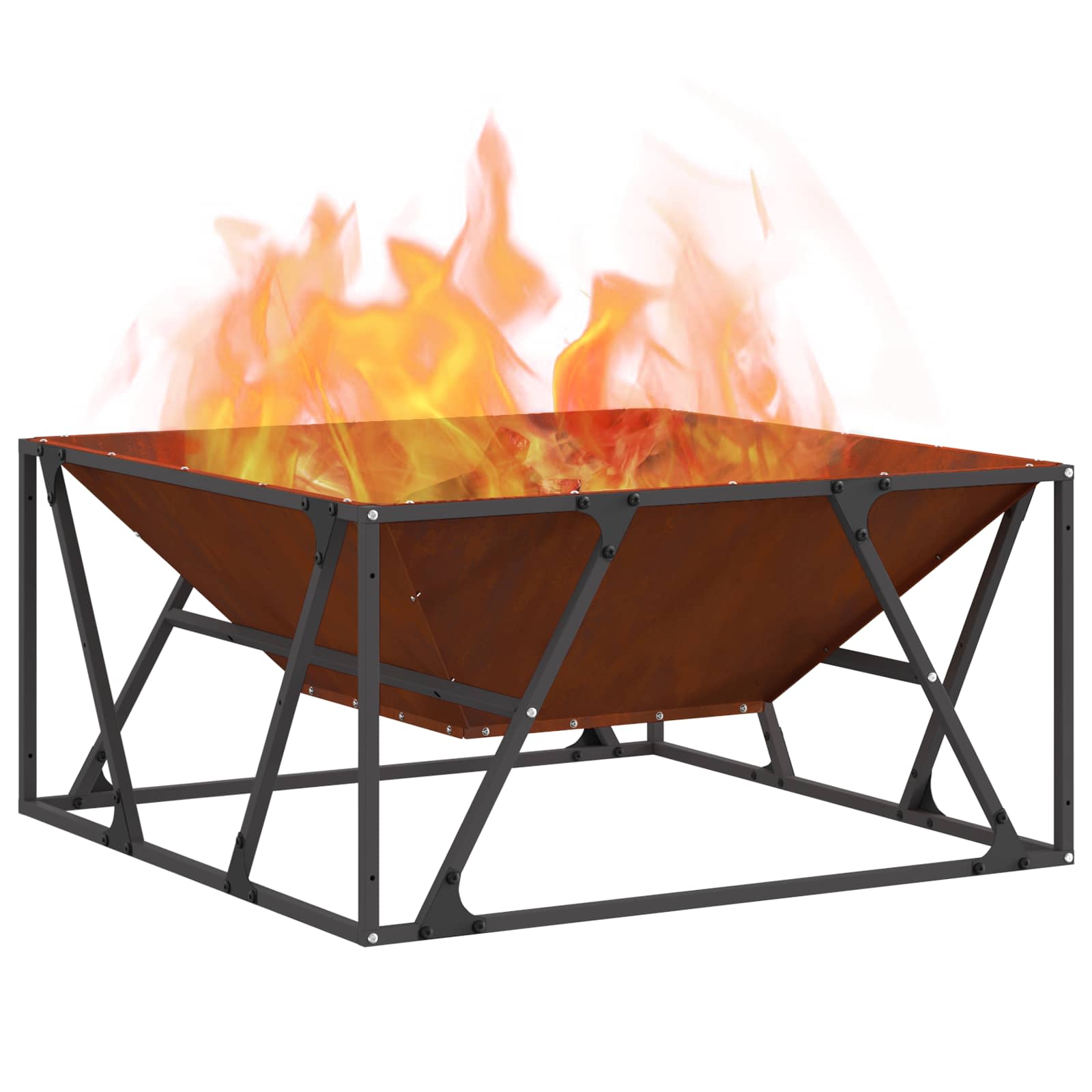 Kamin Smeđa 80 x 80 x 40 cm Čelik otporan na vremenske uvjete