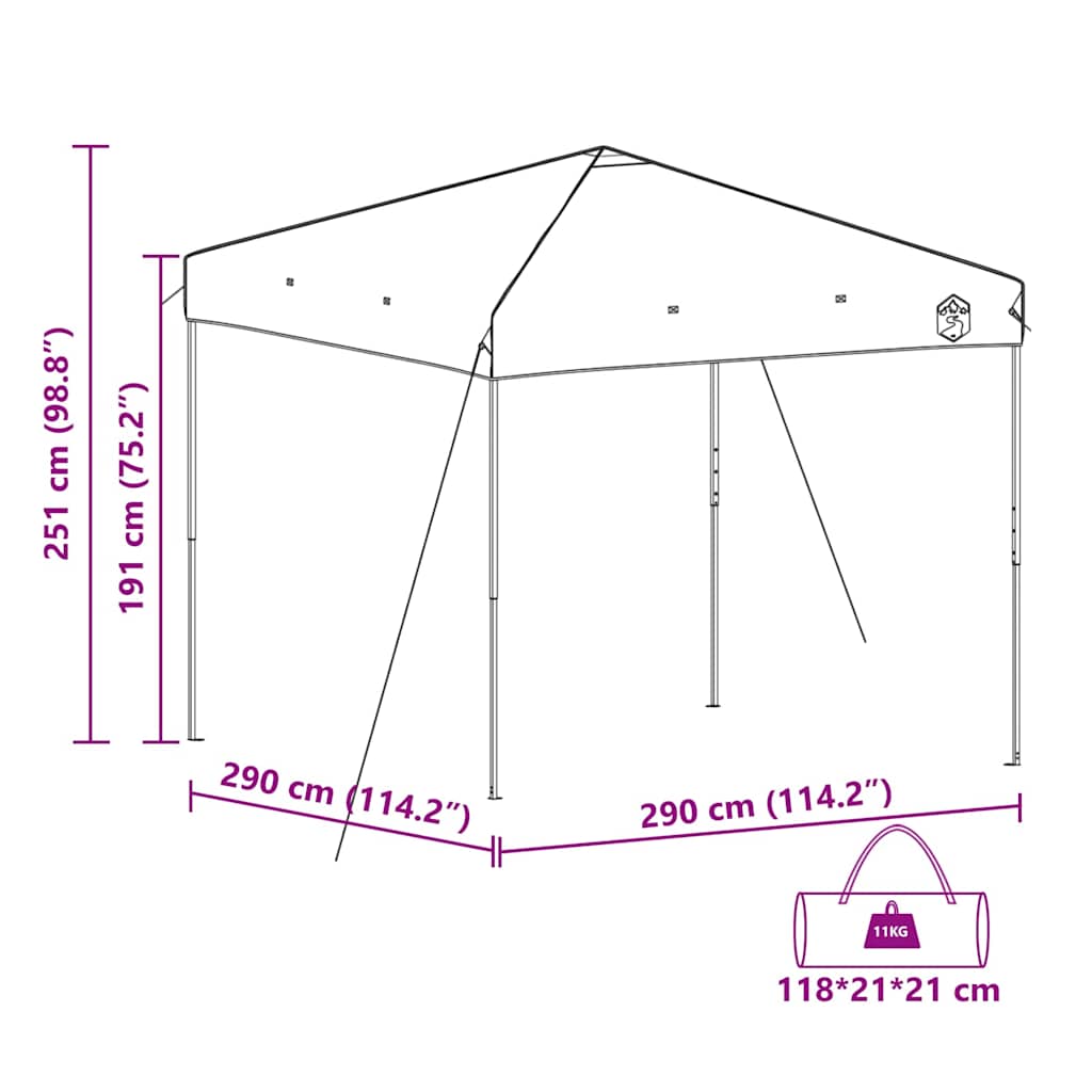 Šator s nadstrešnicom Narančasta 290 x 290 x 251 cm tkanina