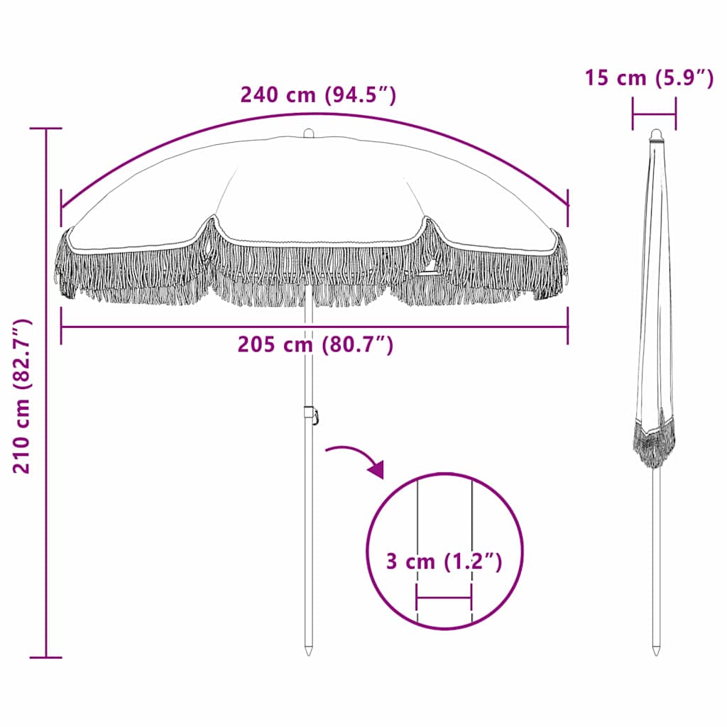 Suncobran za plažu Siva i bijela 205 x 205 x 210 cm