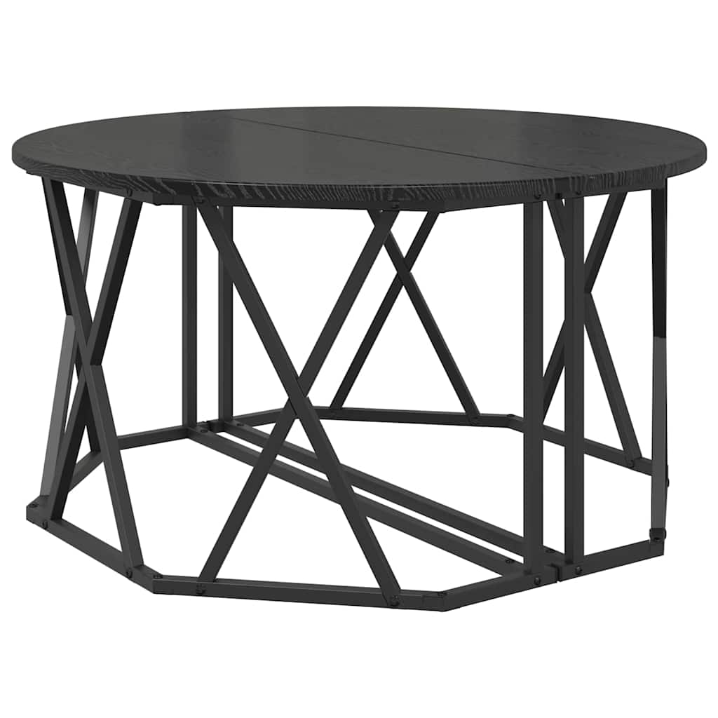 Kava Stol Crni hrast 80 x 80 x 42 cm Inženjerska drva i čelik