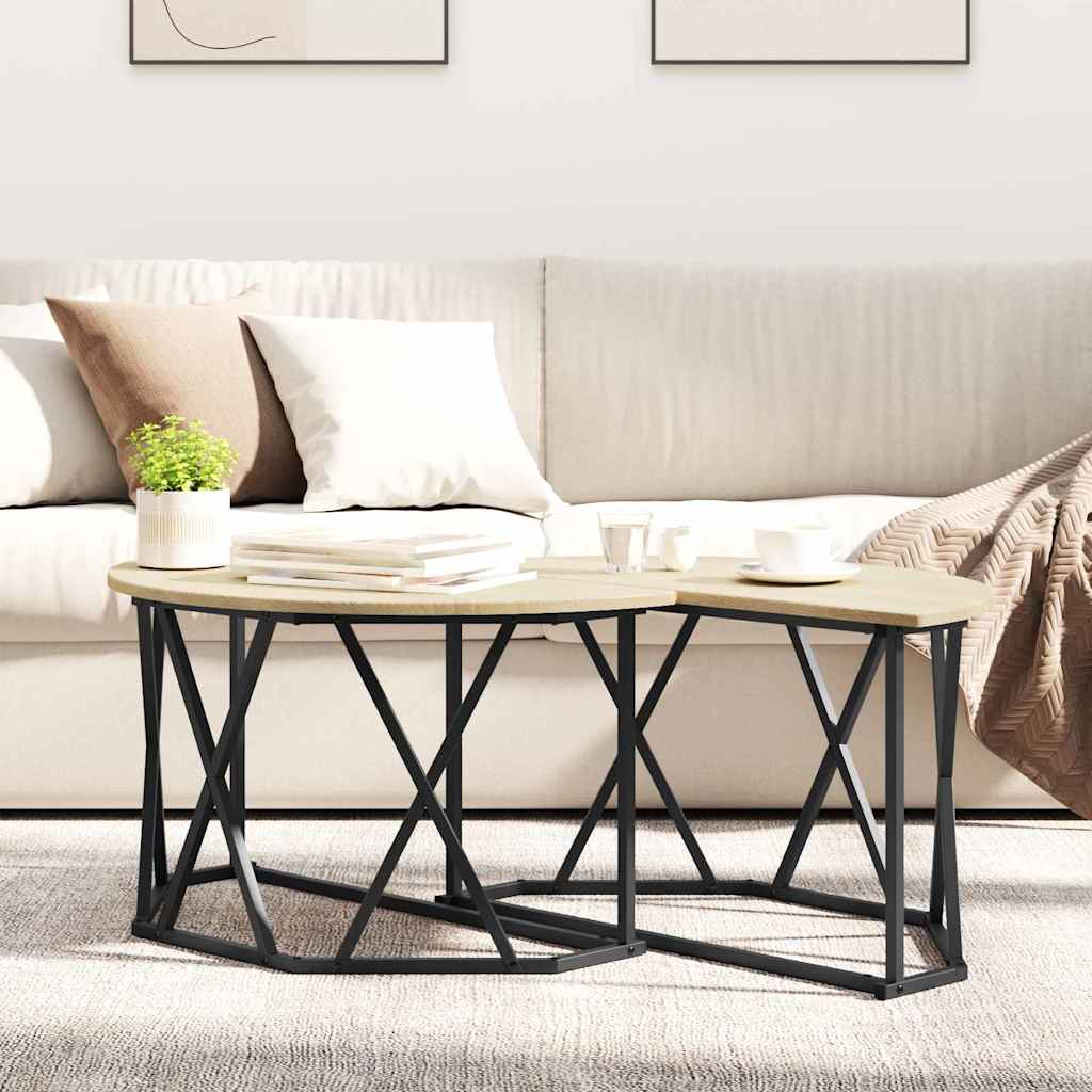 Kava Stol Sonoma hrast 80 x 80 x 42 cm Inženjerska drva i čelik