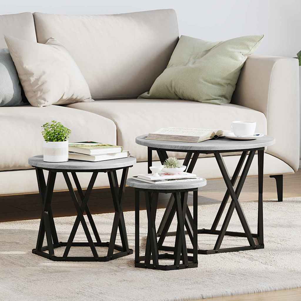 Ugolni bočni stol 3 pcs Siva Sonoma Inženjerska drva i čelik