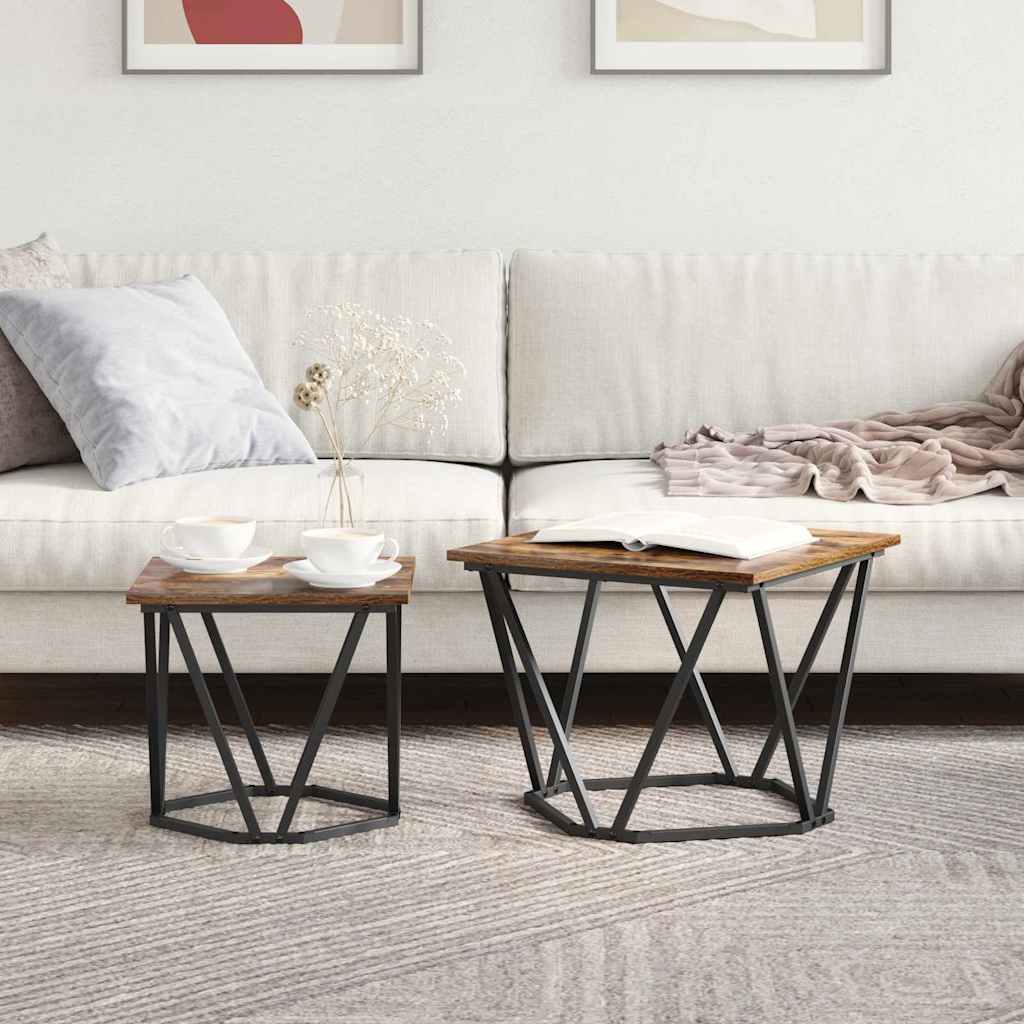 Set pomoćnih stolića 2 pcs Dimljeni hrast