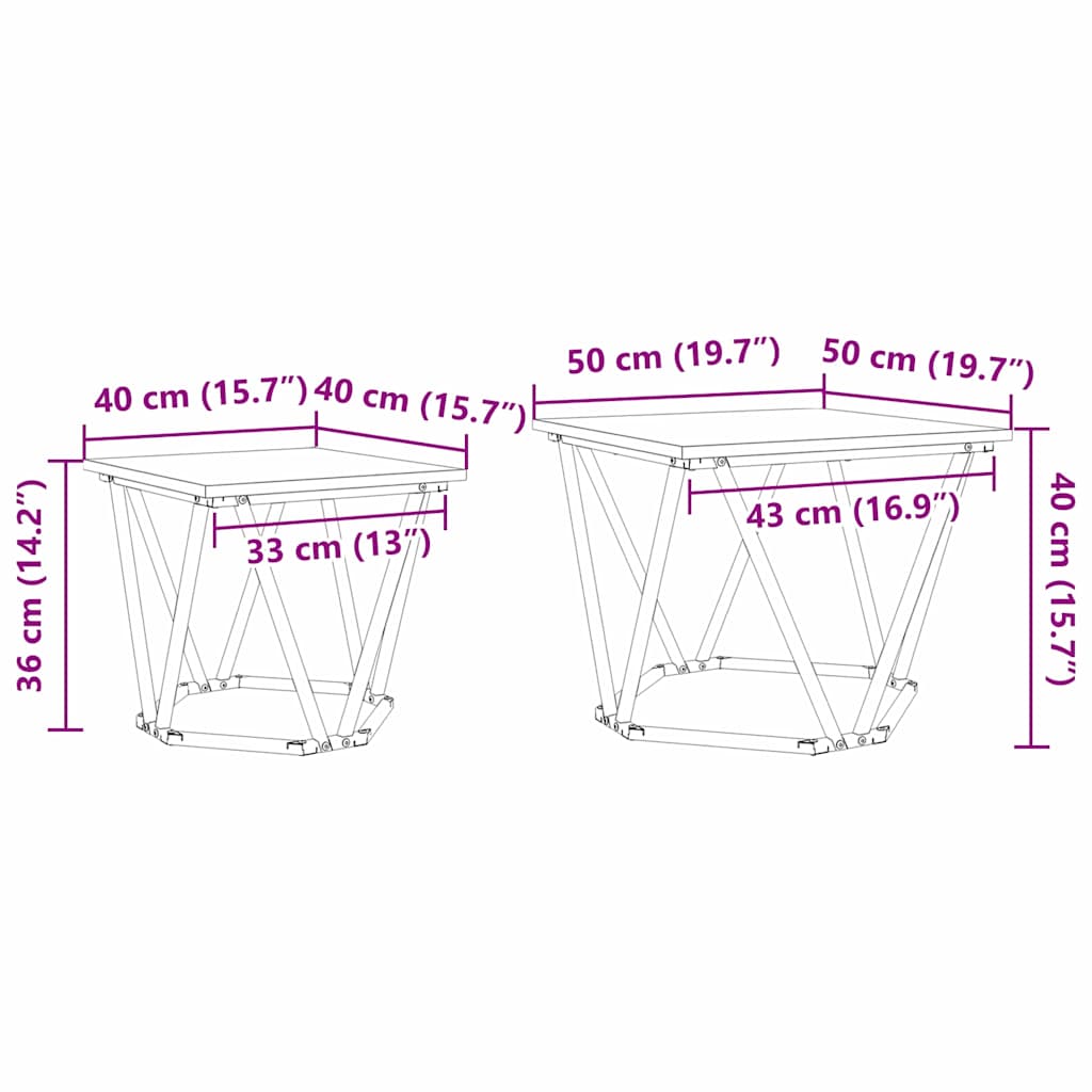 Set pomoćnih stolića 2 pcs Dimljeni hrast