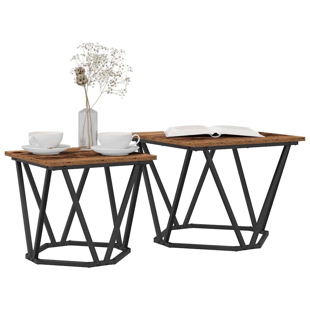 Set pomoćnih stolića 2 pcs obnovljeno drvo