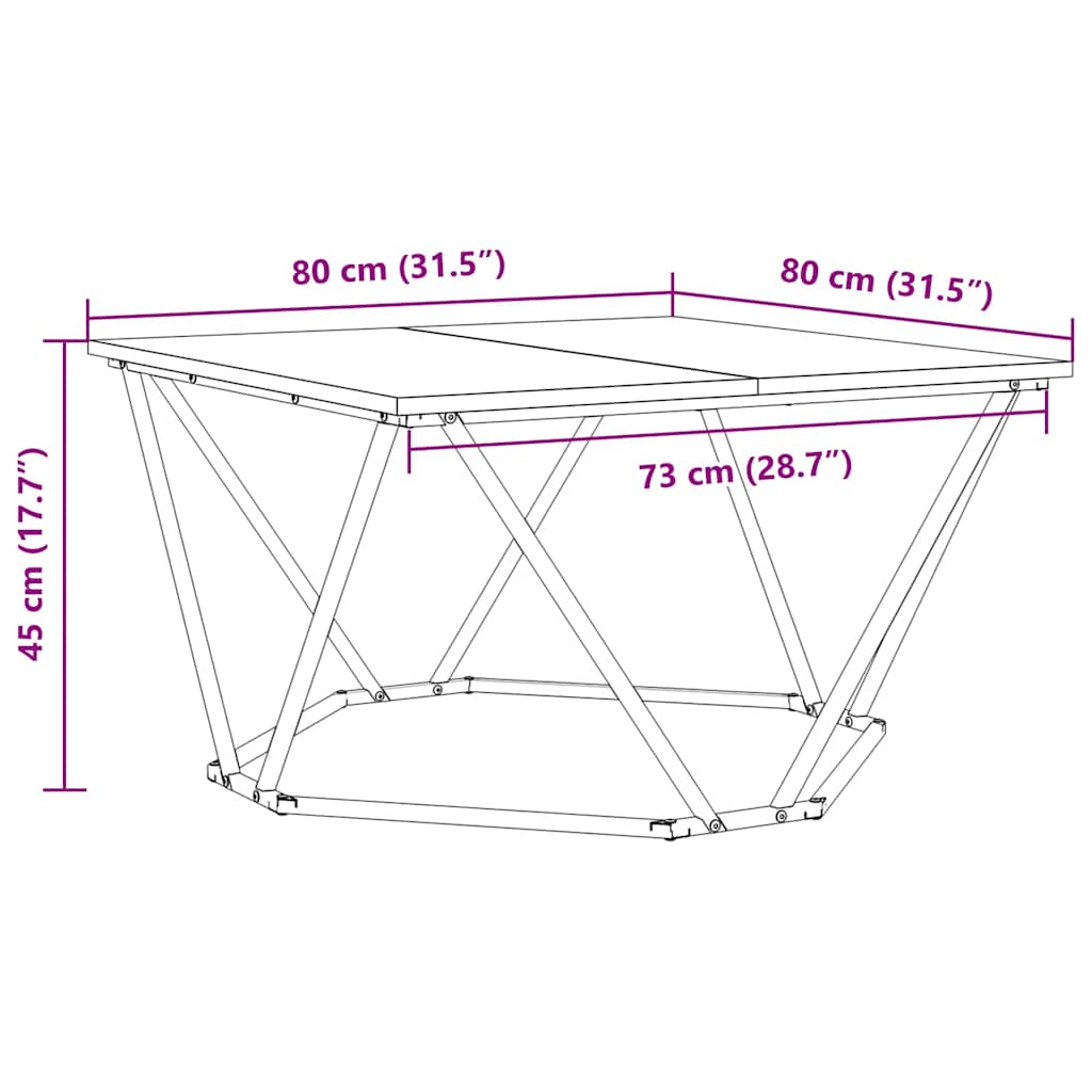 Kava Stol Crni hrast 80 x 80 x 45 cm Inženjerska drva i čelik