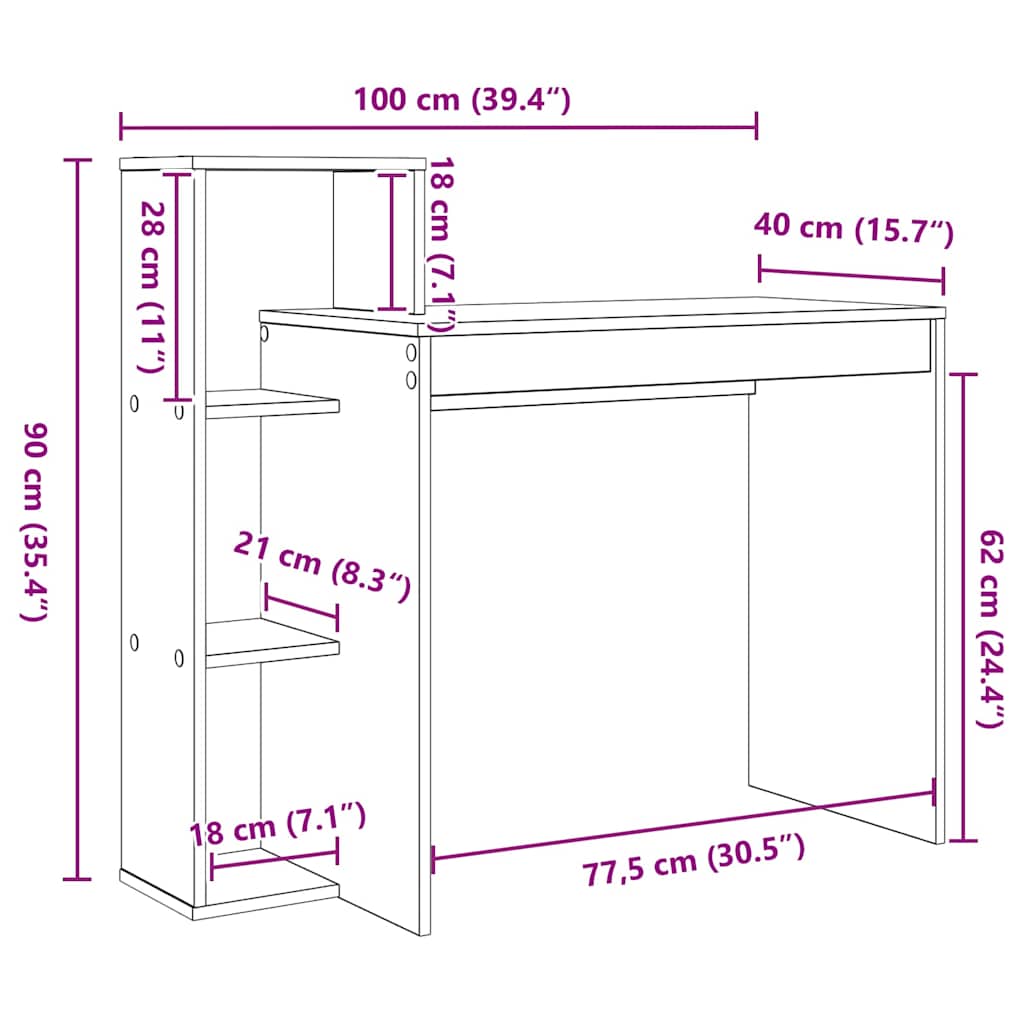 Stol s policom Staro drvo 100 x 40 x 90 cm Konstruirano drvo