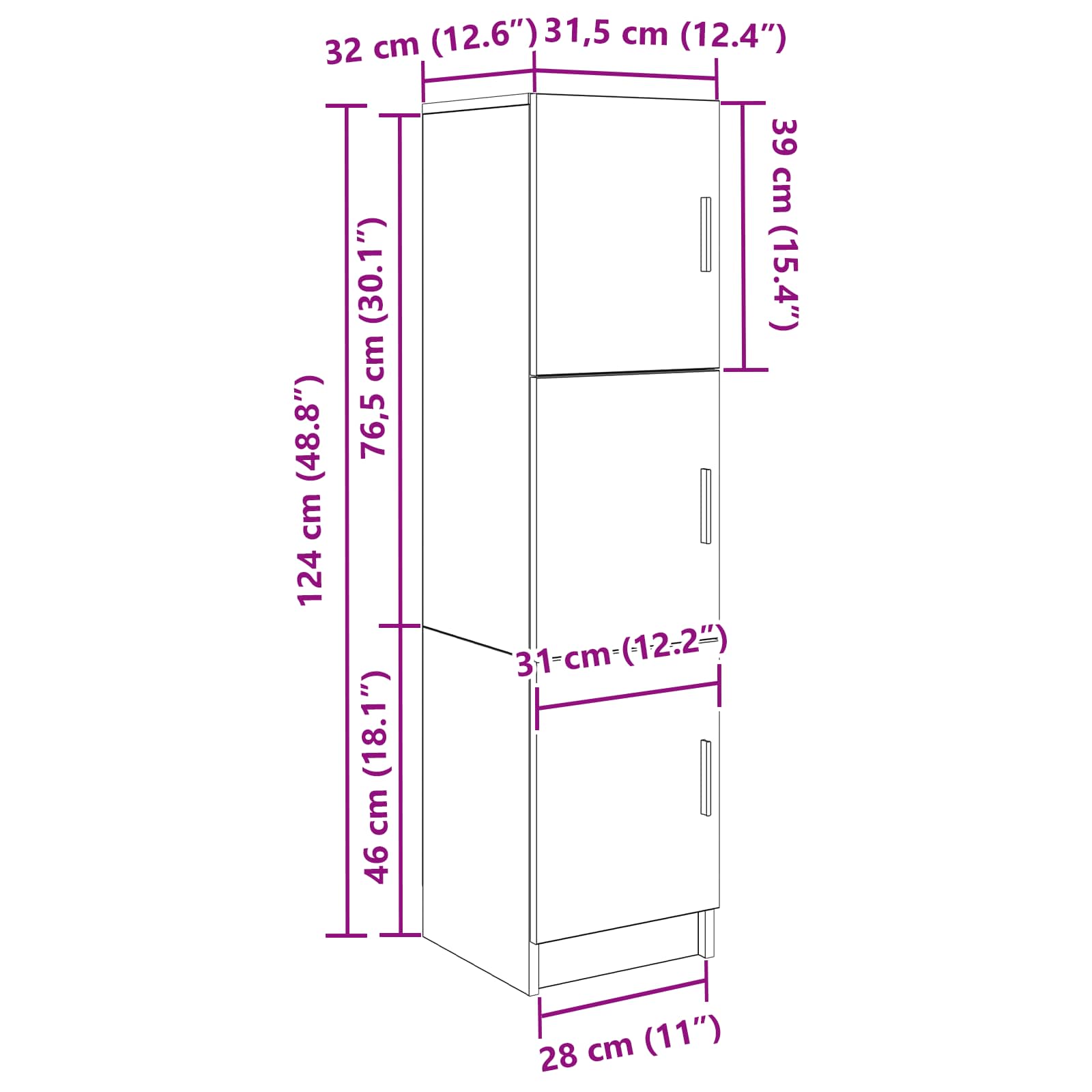 Highboard Umjetnički hrast 31.5 x 32 x 122.5 cm