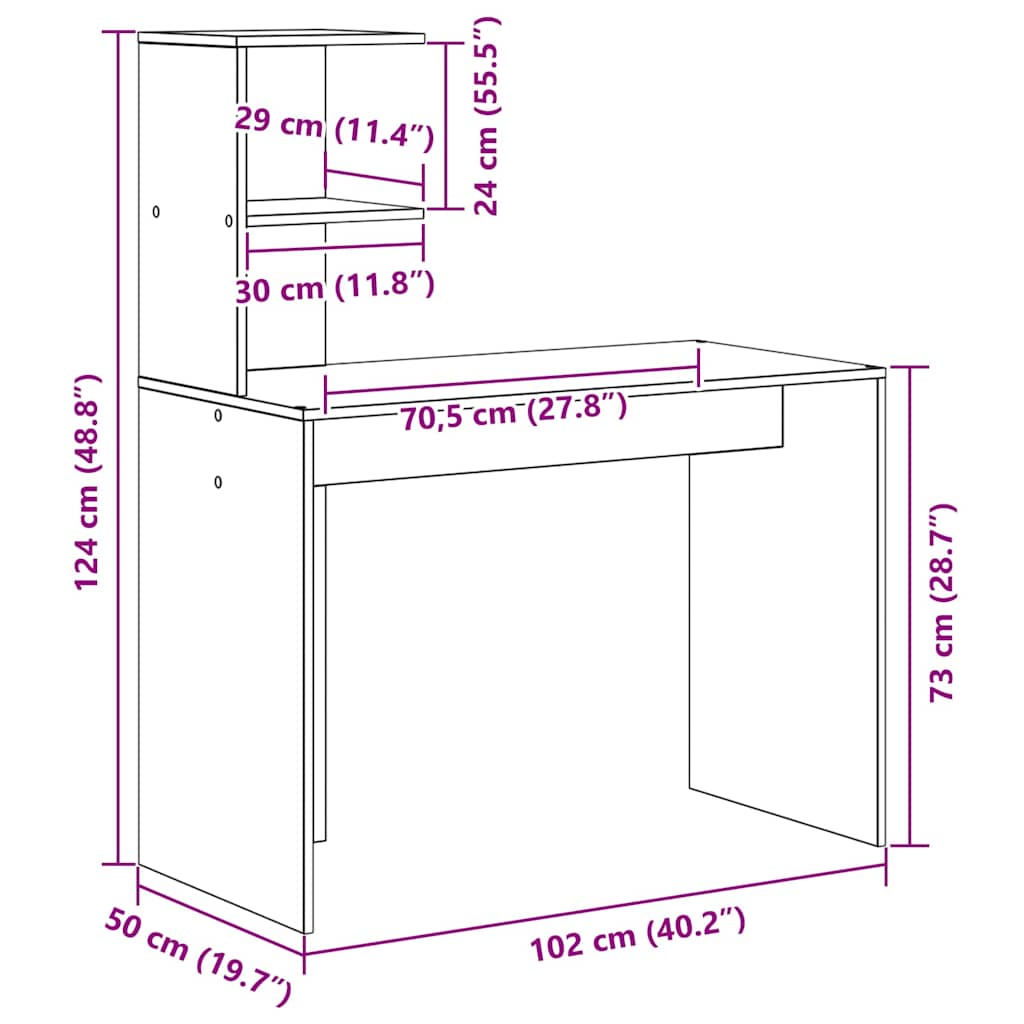 Stol s policom Bijelo 102 x 50 x 124 cm Konstruirano drvo