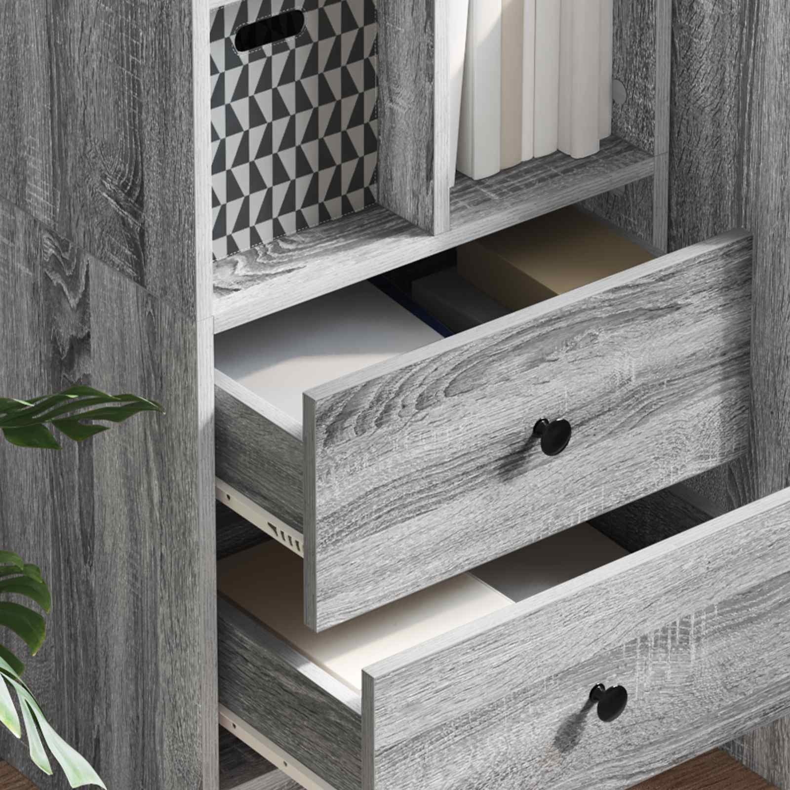Highboard s ladicama Siva Sonoma 45,5 x 34 x 127 cm