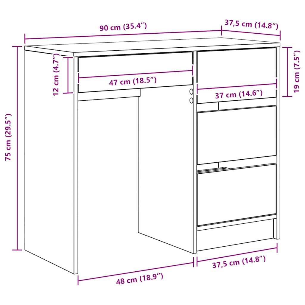Stol Sonoma hrast 90 x 37.5 x 75 cm Konstruirano drvo
