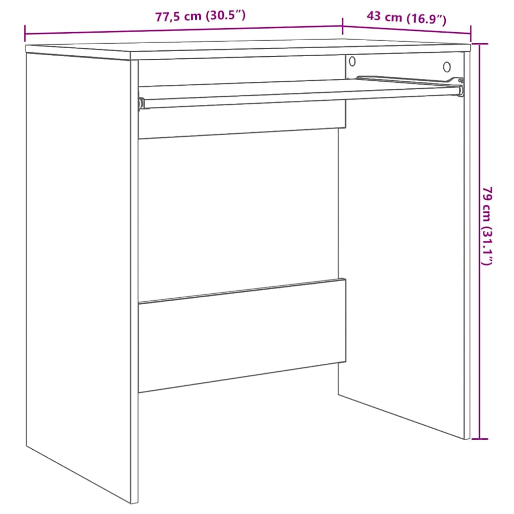 Stol s ladicama Bijelo 77.5 x 43 x 79 cm Konstruirano drvo