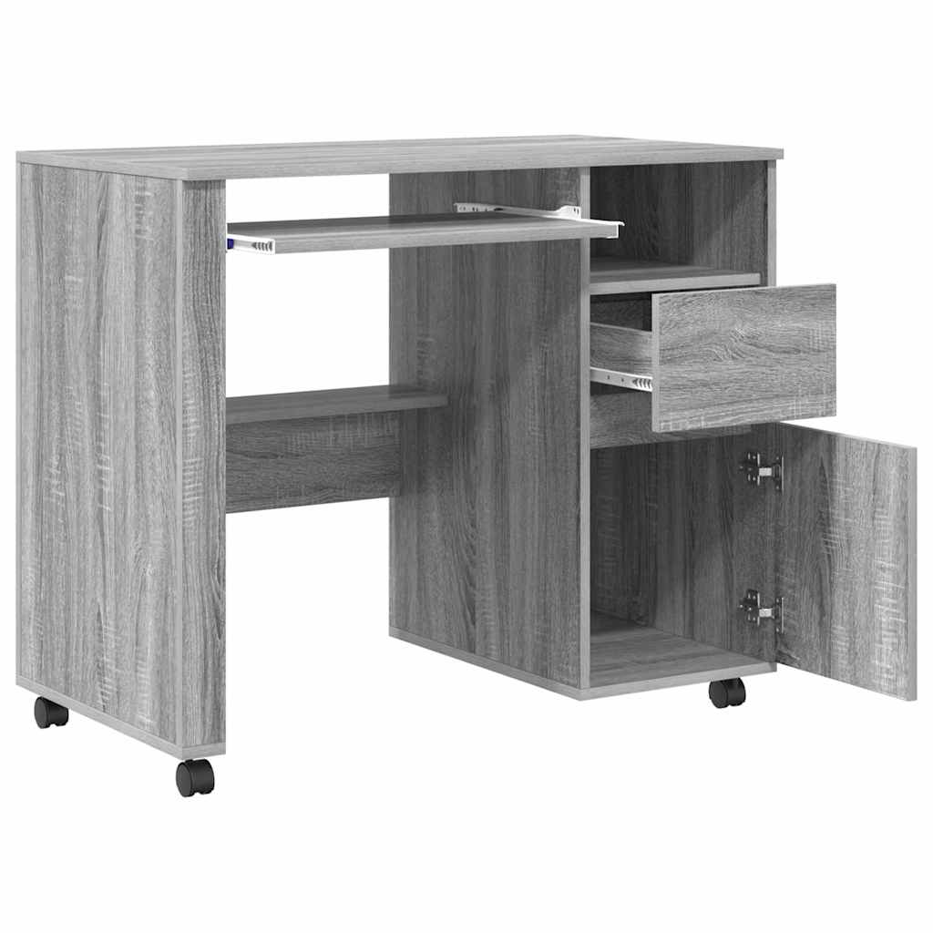 Stol s kotačićima Siva Sonoma 91 x 50 x 77 cm Konstruirano drvo